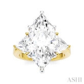 1 1/10 Ctw Marquise Shape Trillion and Round Cut Diamond Semi-Mount Engagement Ring in 14K Yellow and White Gold